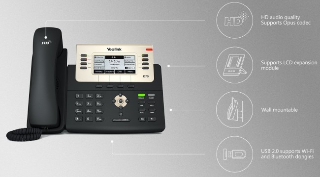 Настольный телефон Yealink SIP-T27G, 6 аккаунтов, BLF, PoE, GigE