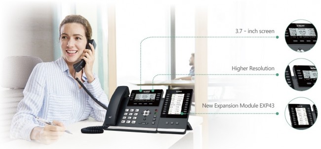 Настольный телефон Yealink SIP-T43U, 12 аккаунтов, 2 порта USB, BLF,  PoE, GigE, без БП