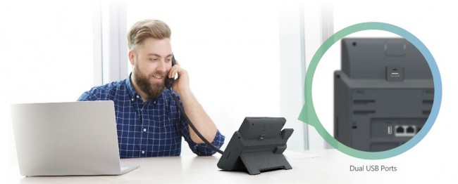 Настольный телефон Yealink SIP-T46U, цветной экран, 2 порта USB, 16 аккаунтов, BLF,  PoE, GigE, без БП