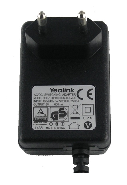 Блок питания Yealink 5VDC, 600mA для телефонов SIP-T19(P)E2/T21(P) E2/Т23G/T40P(G)/W52P(H)/W60P